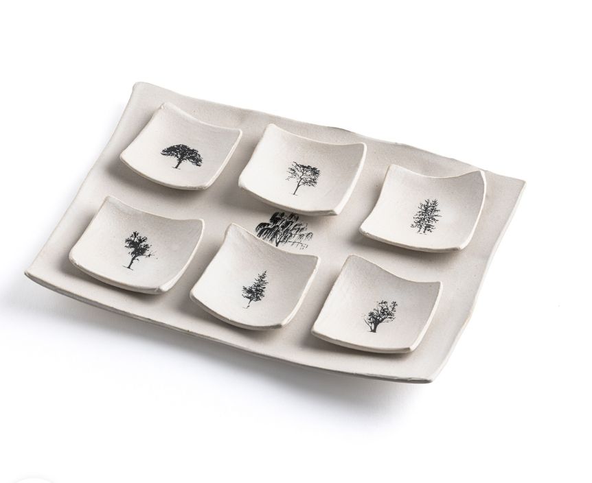 IMJ Passover Ceramic Rectangular Seder Plate - Tree