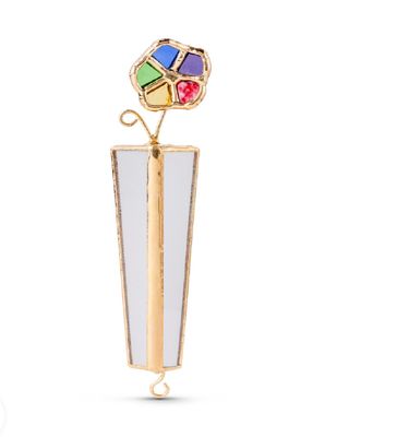 IMJ  Flower Mezuzah case - Rainbow &amp; Gold/Silver