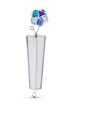 IMJ  Flower Mezuzah case - Blue &amp; Gold/Silver