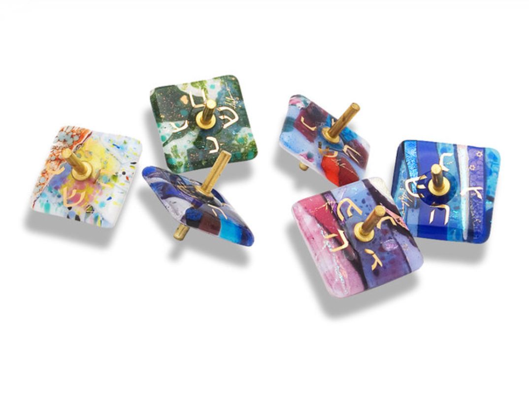 Rosenthal Fused Glass Dreidel Tops Rosenthal Fused Glass Dreidel Tops