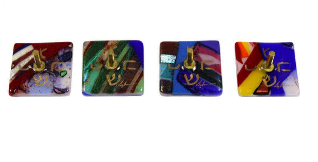 Rosenthal Fused Glass Dreidel Tops