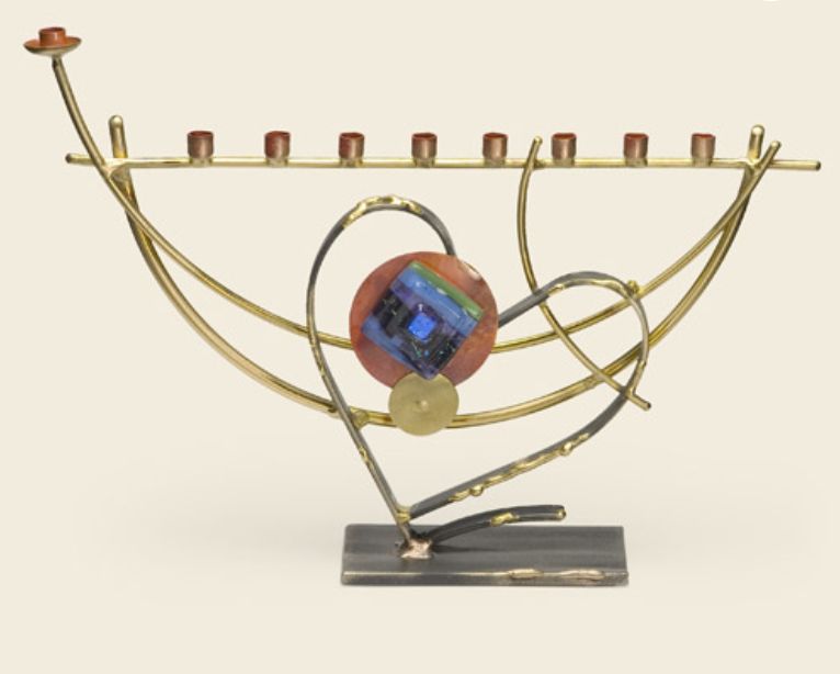 Rosenthal Yuri two-toned heart menorah Rosenthal Yuri two-toned heart menorah