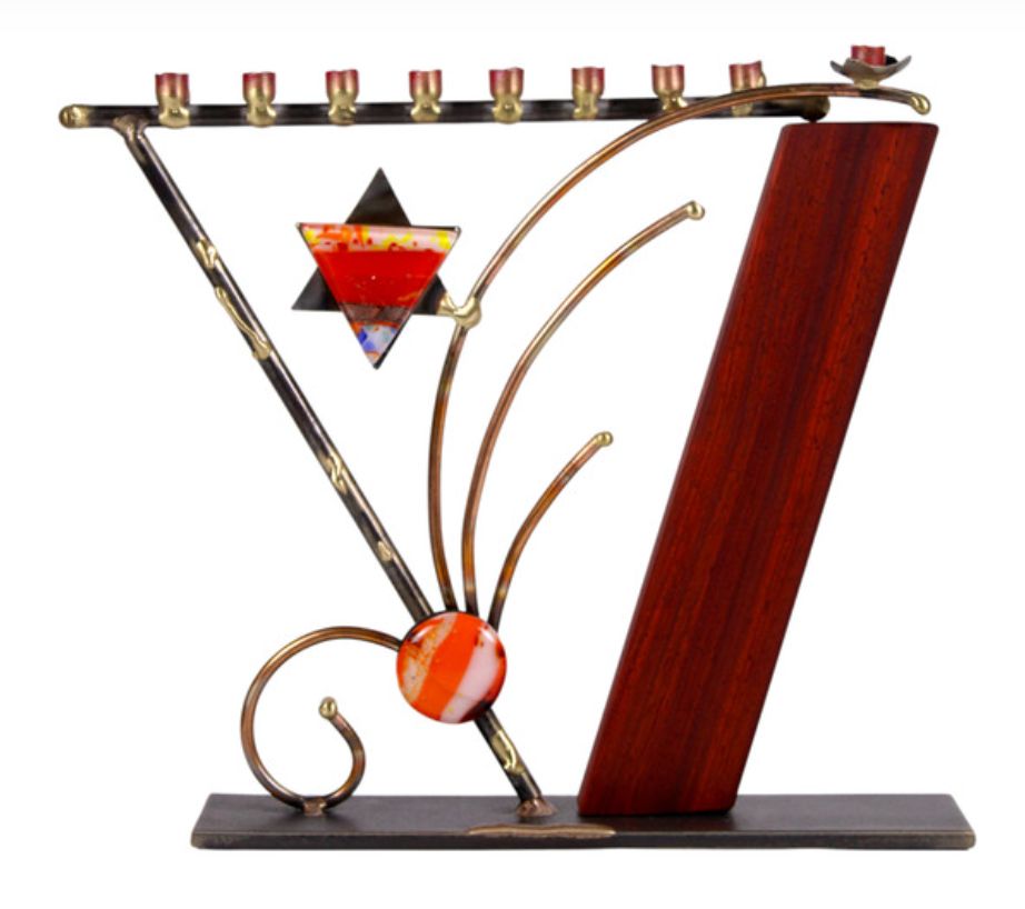 Rosenthal Slanted Wood Menorah Rosenthal Slanted Wood Menorah