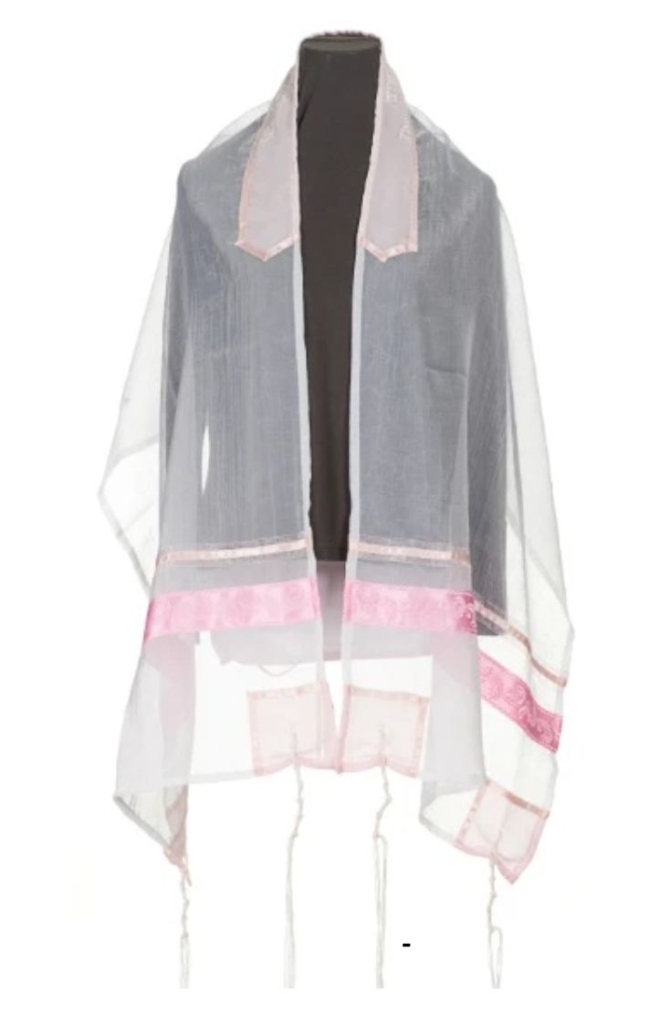 Galilee Pink Floral silk Tallit set For Girls & Women Galilee Pink Floral silk Tallit set For Girls & Women