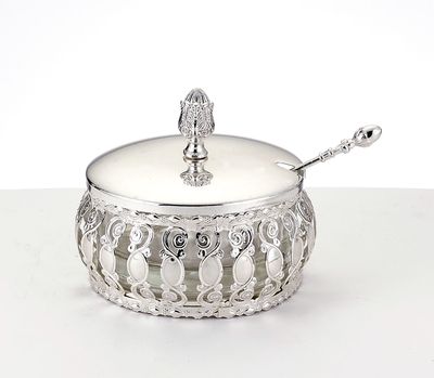 Silvertone Metal Traditional Honey Dish Silvertone Metal Traditional Honey Dish