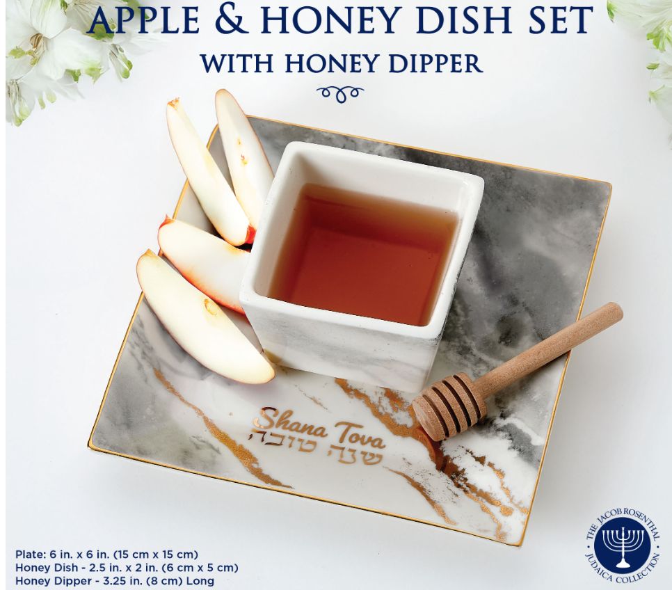 Porcelain Apple &amp; Honey Dish Set -3 pc set