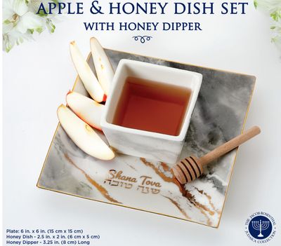 Porcelain Apple &amp; Honey Dish Set -3 pc set