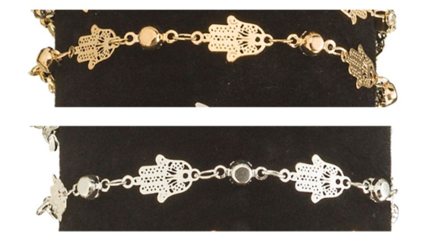 C Bracelets with Amulets - in Gold & Silver