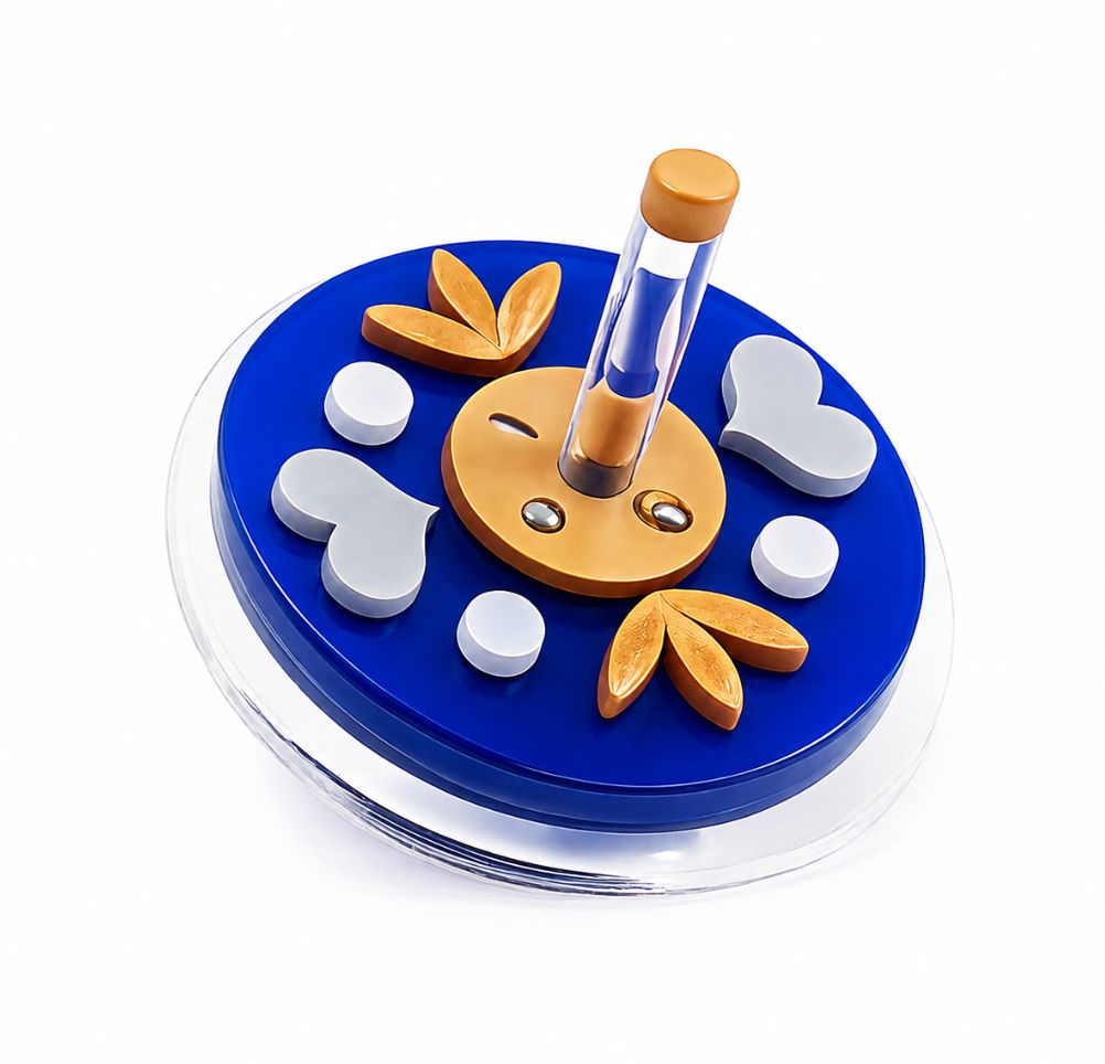 IMJ  Round Acrylic Dreidel with Symbols