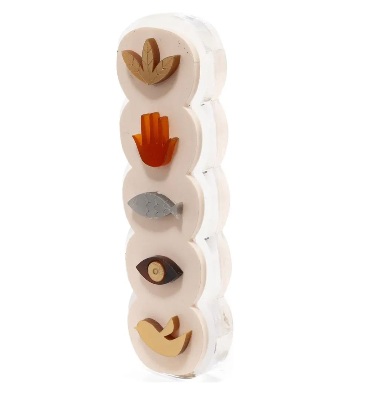 IMJ  Acrylic Hamsa Mezuzah - White