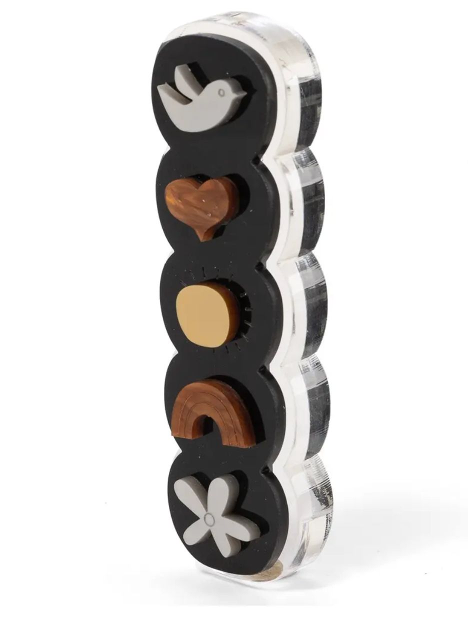 IMJ  Acrylic Heart Mezuzah - Black