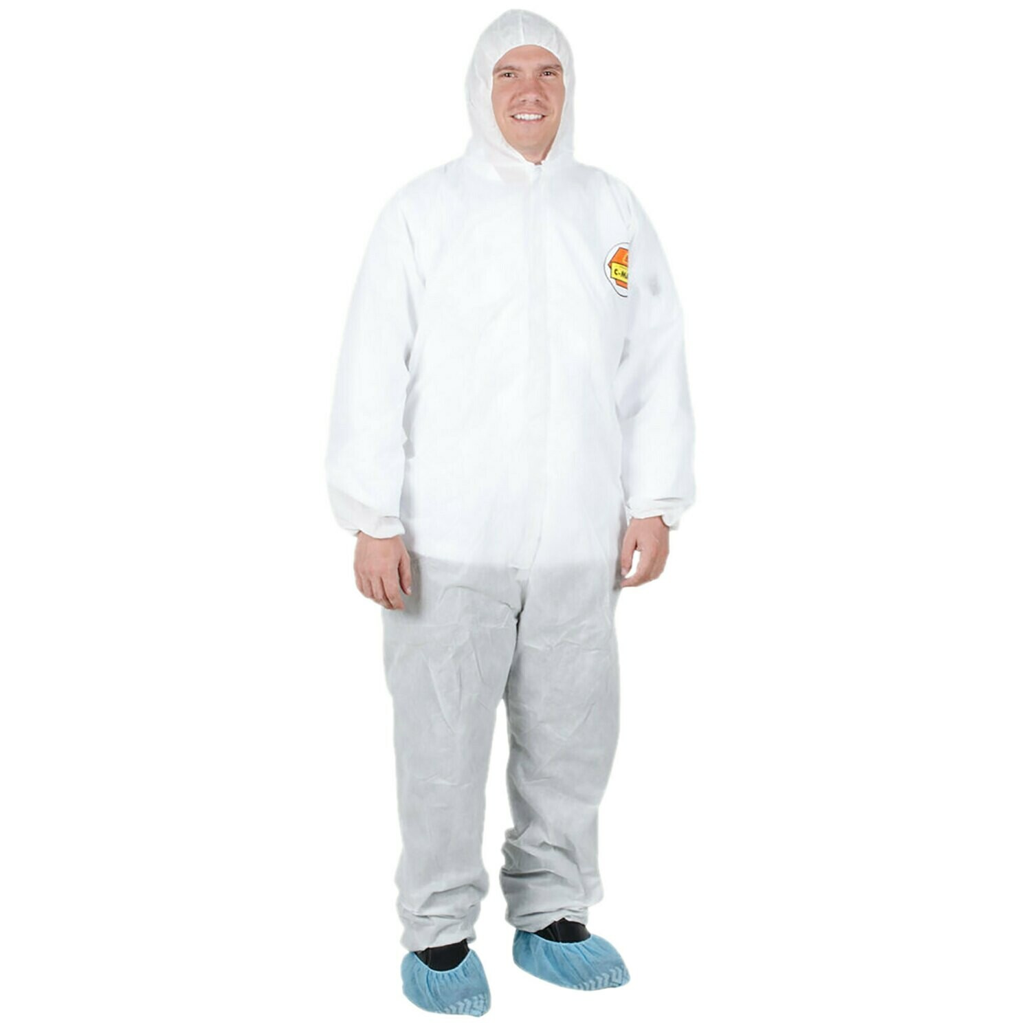 Premium White Disposable Polypropylene Coveralls with Hood – Large