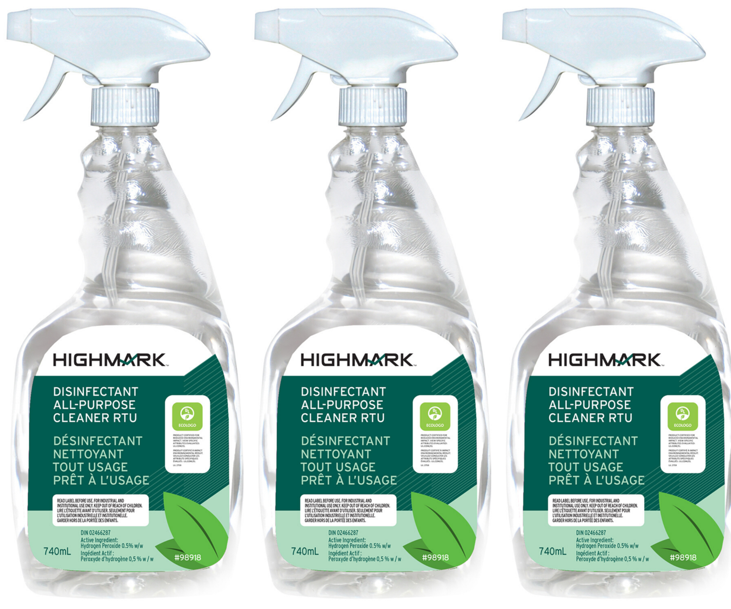 Highmark All Purpose Disinfectant Cleaner, Ready-to-Use Spray, 740 mL (3 Pack)