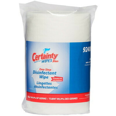 Certainty Surface Sanitizing Wipes, 400 Wipes/Roll- Kills 99% Germs