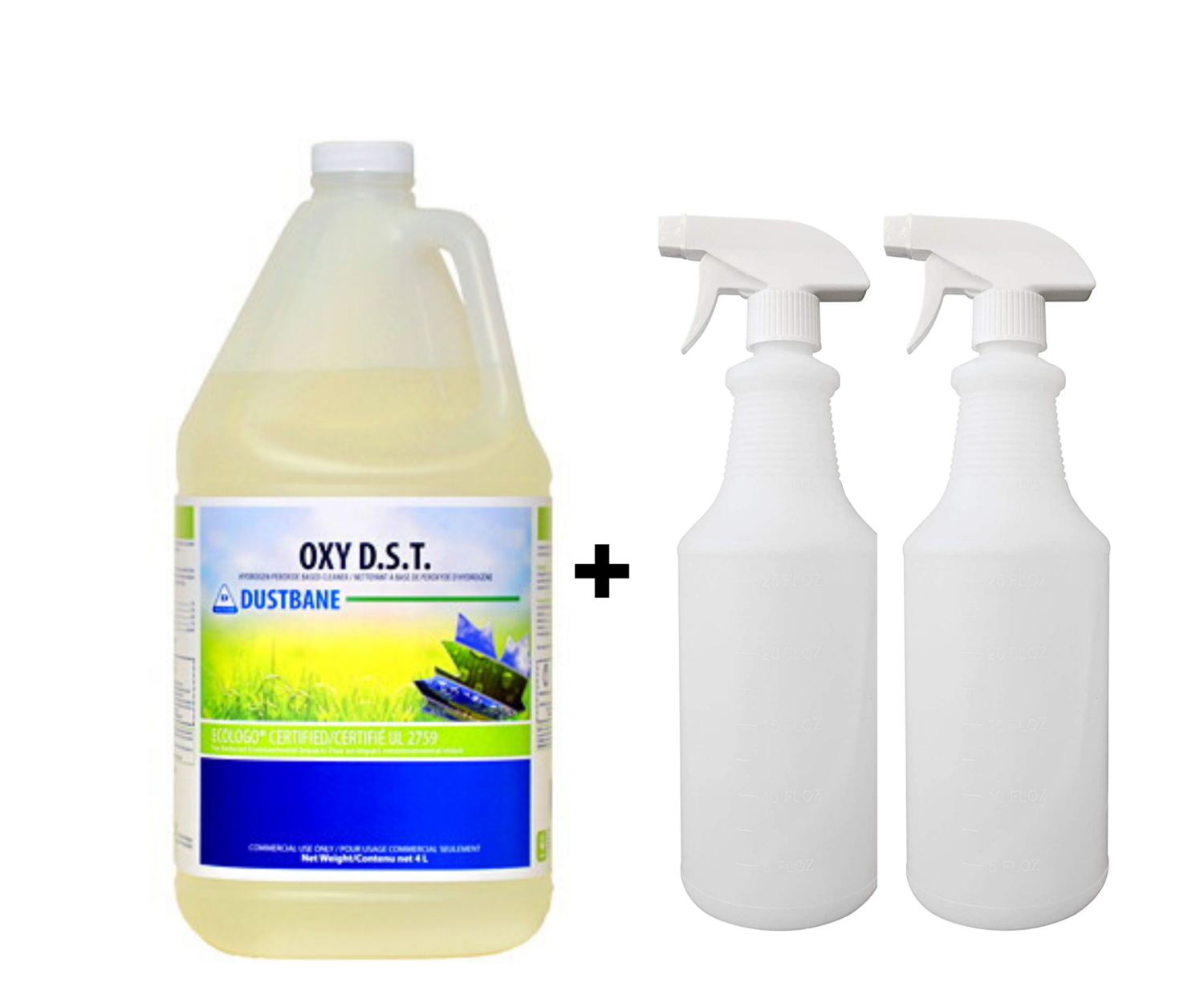 Dustbane Oxy D.S.T. Hydrogen Peroxide Based Cleaner, 4 L + BONUS Spray Bottle (2 Pack)