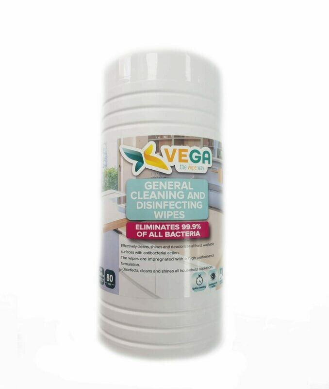 Vega Antibacterial Disinfecting Sanitizing Wipes, Kills 99.9% Germs- 80 Count