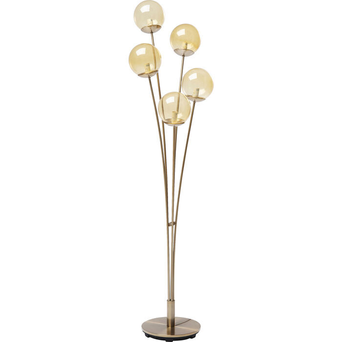 Lampadaire 5 balls ambre laiton