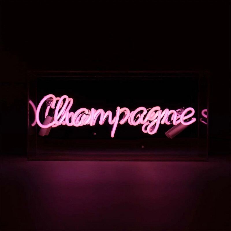 Néon boite écrin CHAMPAGNE ROSE