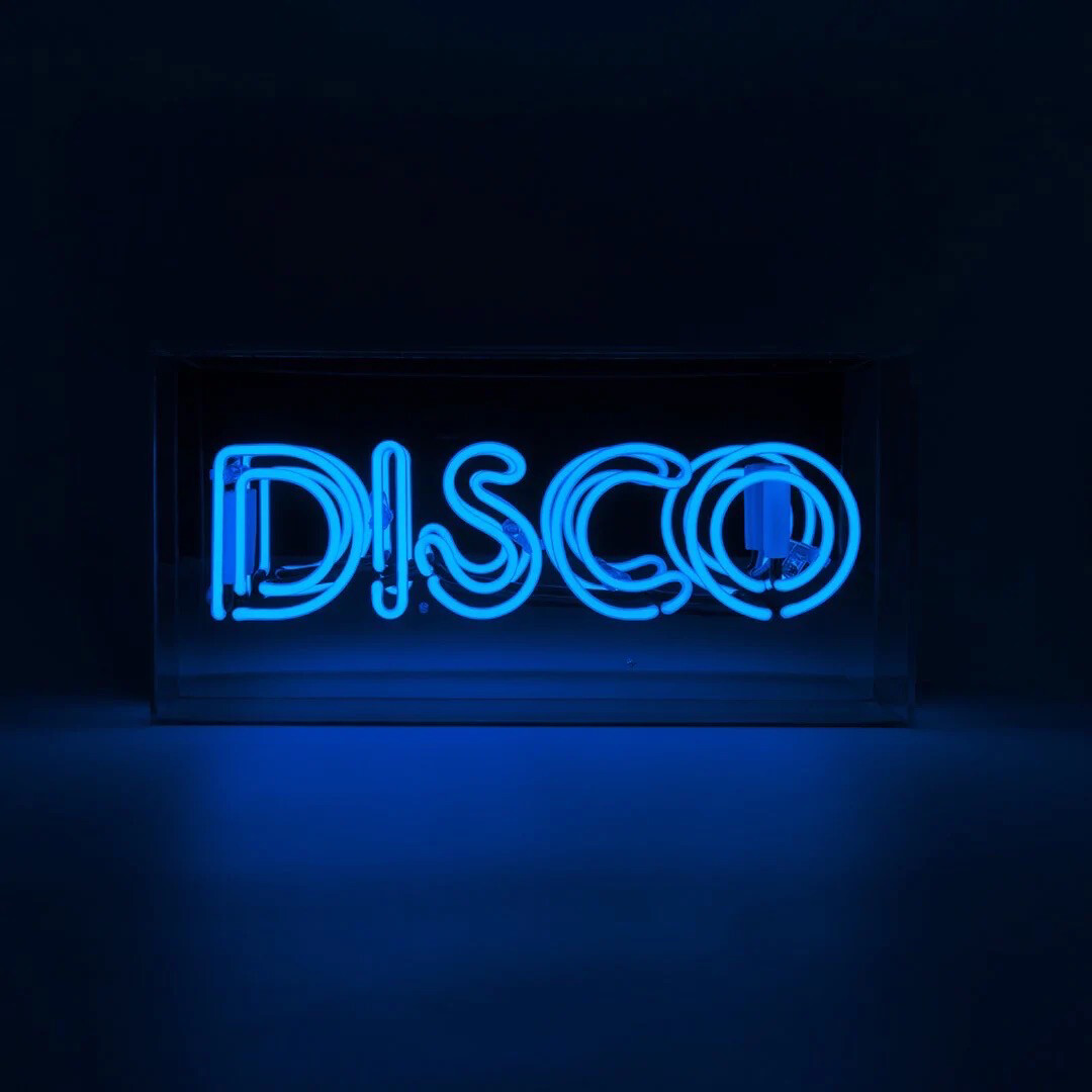 Néon boîte écrin DISCO BLEU