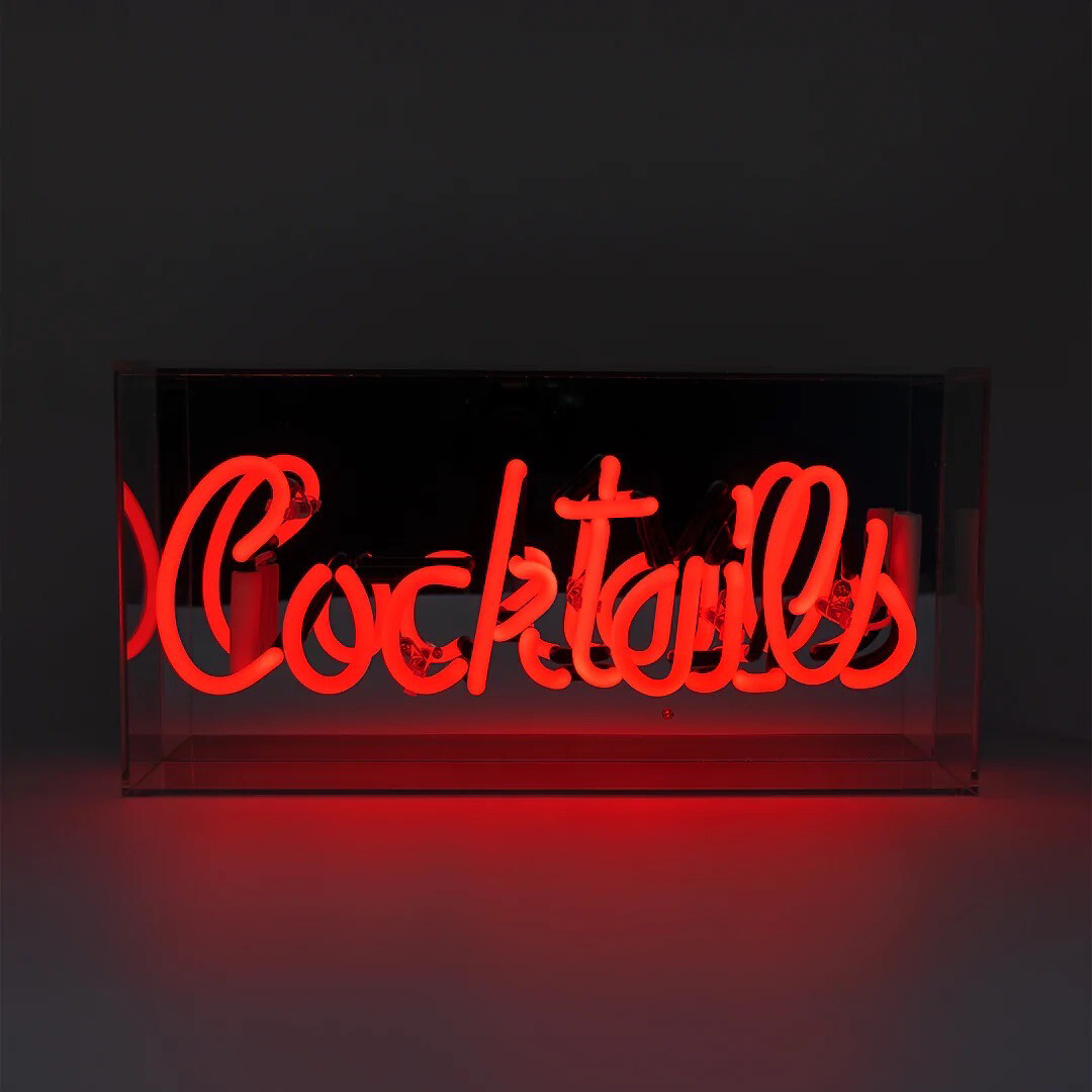 Néon boîte écrin COCKTAILS ROUGE