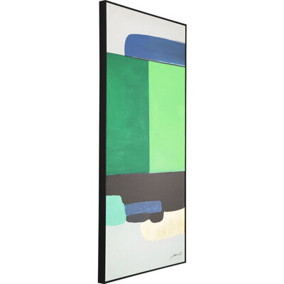 Tableau abstrait vert 73x143cm