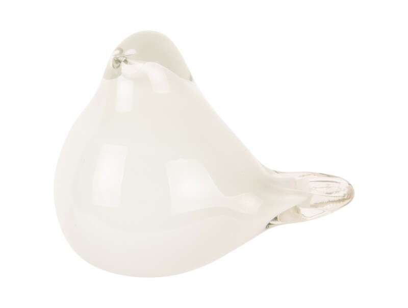 Set 2 oiseaux en verre blanc