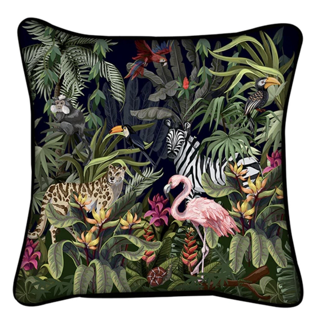 Coussin jungle velours 45/45