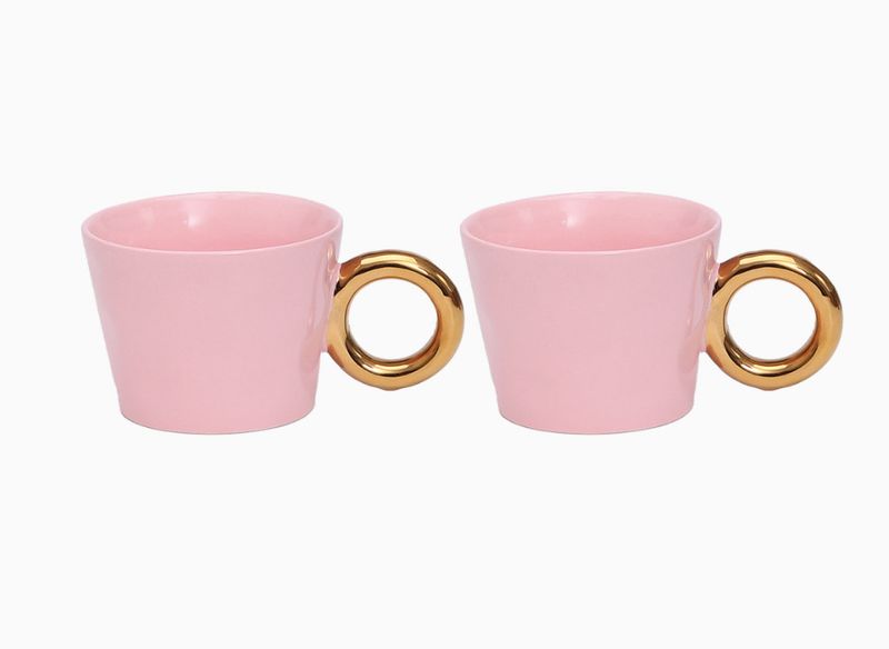 Set de 2 tasses matins calins rose D10,4 H7,8