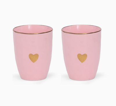 Set de 2 gobelets matins calins rose D8 H10,3cm