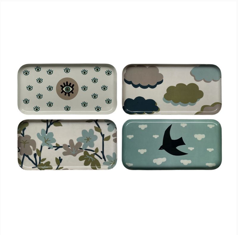 Plateau rectangle Oiseaux assortie L30 H15cm