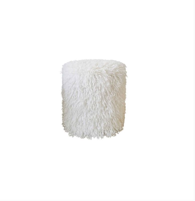 Tabouret Octave blanc fausse fourrure D35 H35cm