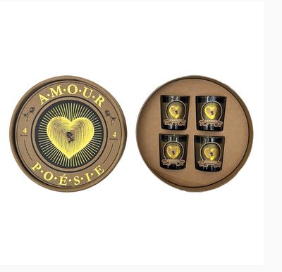 Coffret de 4 bougies amour D4,5 H5cm