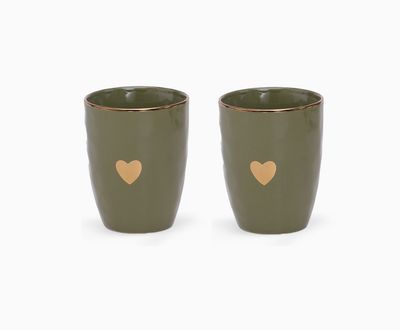 Set de 2 gobelets matins calins kaki D8 H10,3cm