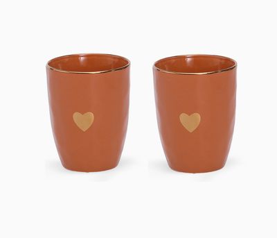 Set de 2 gobelets matins calins ocre D8 H10,3cm