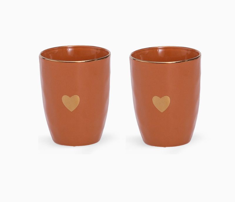 Set de 2 gobelets matins calins ocre D8 H10,3cm