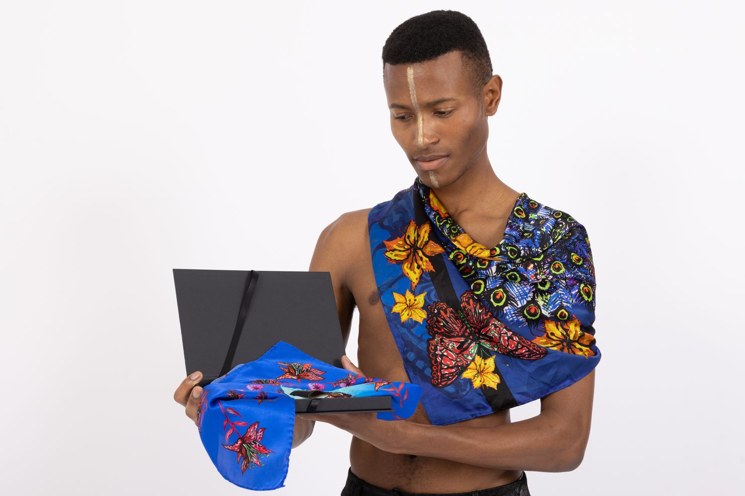 Silk Hand Painted Peacock Unisex Scarf