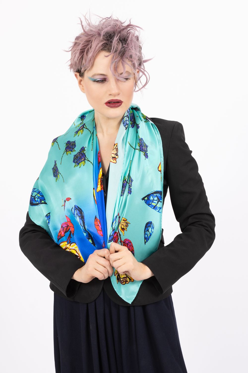 Hand Painted Rosa Silk Scarf