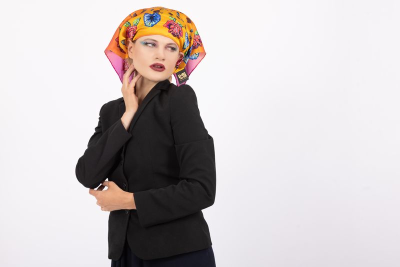 Hand Painted Floral Printed Silk Scarf