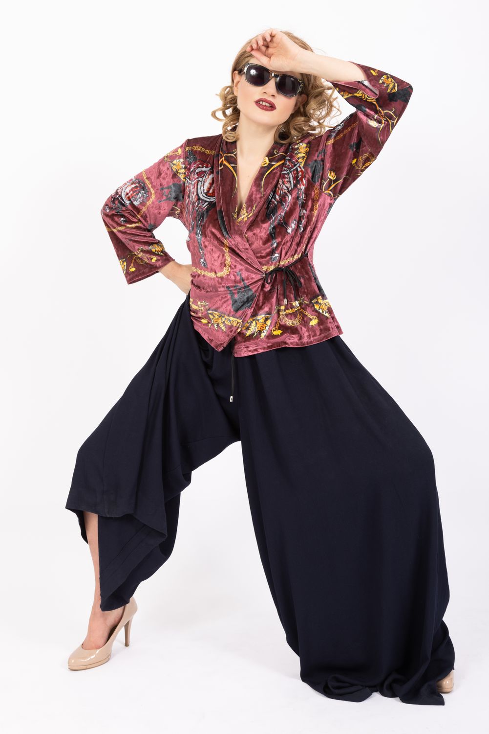 SALE-Wrap Blazer-Hand Painted Horse Print