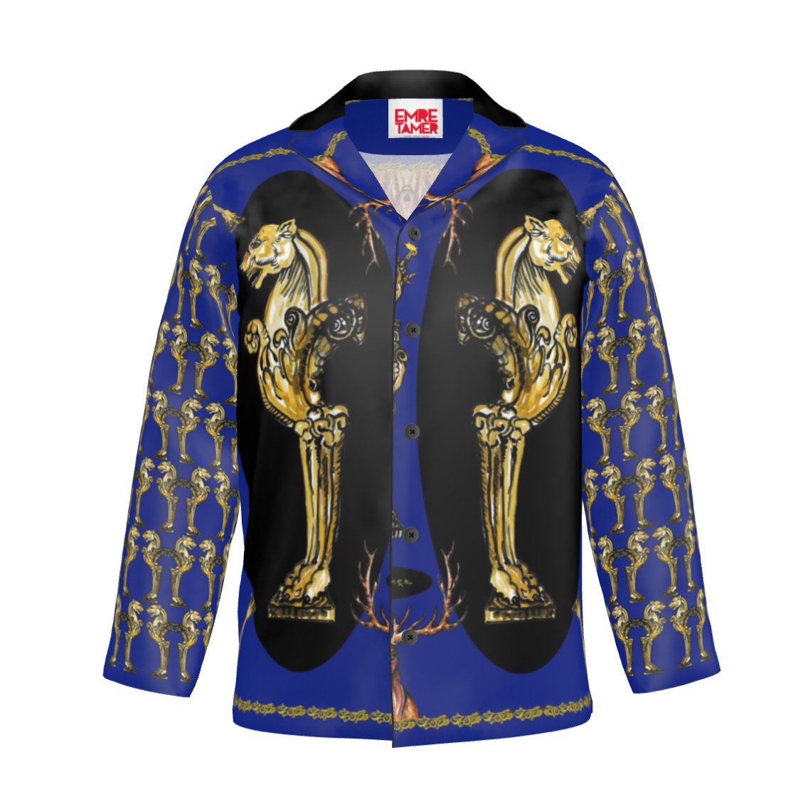 Hand Painted Artemis Print Silk Men Shirt