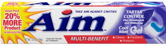 Aim Toothpaste 2.5oz Tartar Protection Cool Mint Gel