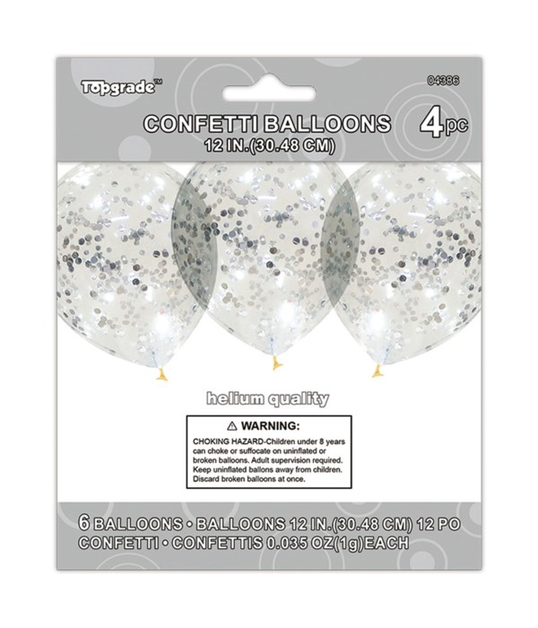 Silver Confetti Latex Balloon