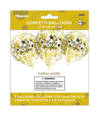 Happy Birthday Gold Confetti Latex Balloon