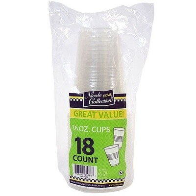 18-16oz. Cups - Clear Plastic