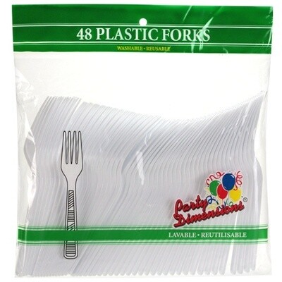 48 Plastic Forks - White
