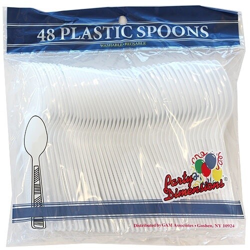48 Plastic Spoons - White