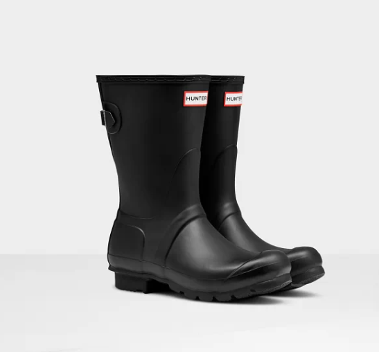 Hunter W's Back Adjustable Short Rain Boot Black