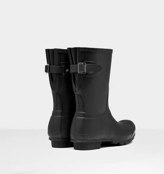 Hunter W&#39;s Back Adjustable Short Rain Boot Black