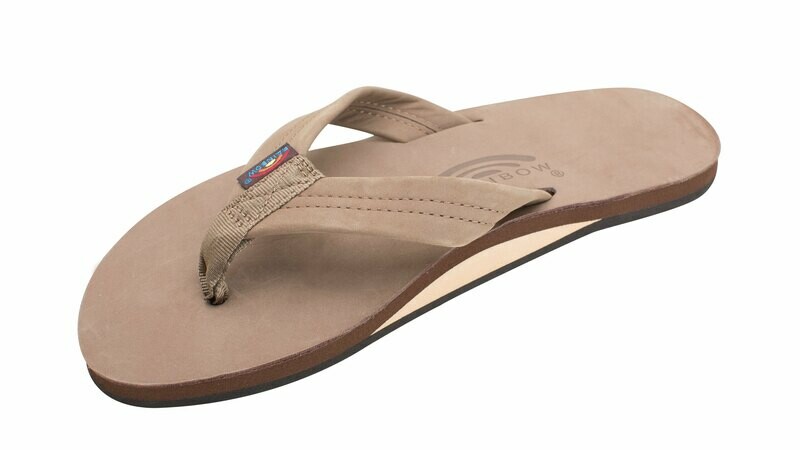 Rainbow M&#39;s Single Layer Regular Strap Sandals Dark Brown
