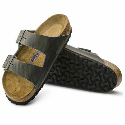 Birkenstock M&#39;s Arizona Iron Waxy Leather SF Regular
